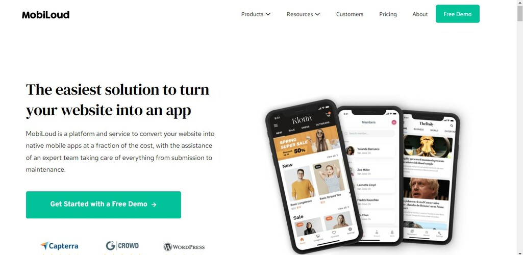MobiLoud Mobile App Converting Website